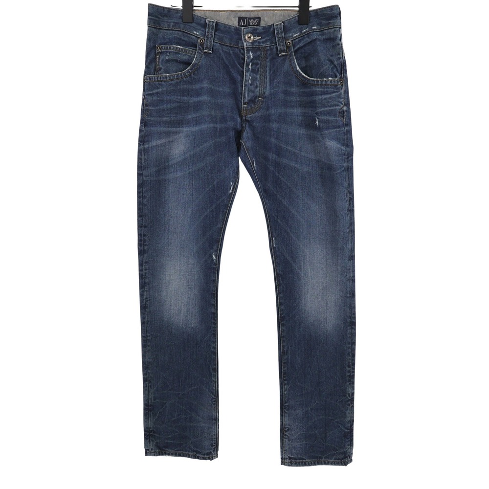 Armani Jeans J08 Slim Fit Jeans Blue Mens 31x34 100% Cotton Button Fly